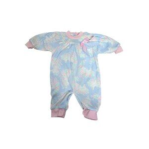 Vintage 90s Health-tex Pastel Blue Teddy Bear One Piece Bodysuit